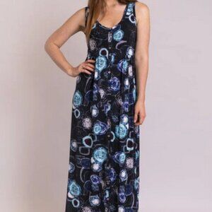 Blue Sky Clothing Lanai Teal Bubbly Dress Size Medium Bamboo Blend